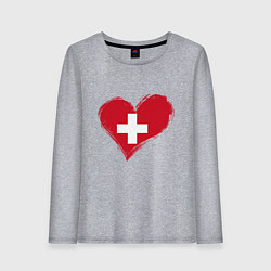 Лонгслив хлопковый женский Сердце - Швейцария, цвет: меланж