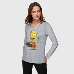 Лонгслив хлопковый женский Lisa Simpson с гусеницей на даче, цвет: меланж — фото 2