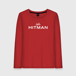 Лонгслив хлопковый женский Hitman - лого, цвет: красный