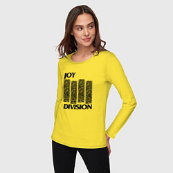 Лонгслив хлопковый женский Joy Division - rock, цвет: желтый — фото 2