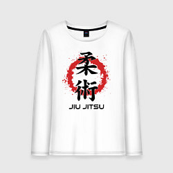 Женский лонгслив Jiu jitsu red splashes logo