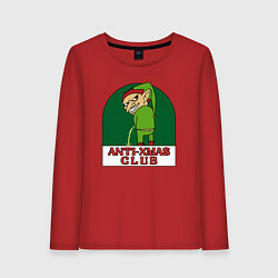Лонгслив хлопковый женский Anti christmas club, цвет: красный