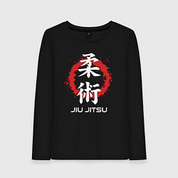 Лонгслив хлопковый женский Jiu-jitsu red splashes, цвет: черный