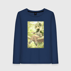 Лонгслив хлопковый женский Кусанали, цвет: тёмно-синий