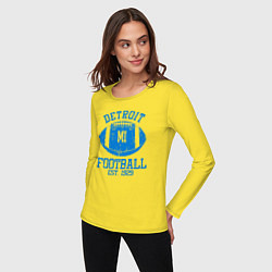 Лонгслив хлопковый женский Детройт американский футбол, цвет: желтый — фото 2