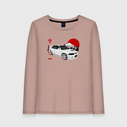 Лонгслив хлопковый женский Mitsubishi Lancer Evolution VI JDM Car, цвет: пыльно-розовый