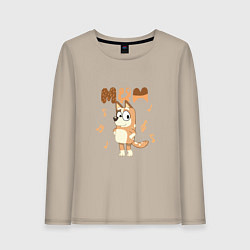 Лонгслив хлопковый женский Doggy Mom, цвет: миндальный