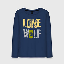 Лонгслив хлопковый женский Lone Wolf - одинокий волк, цвет: тёмно-синий
