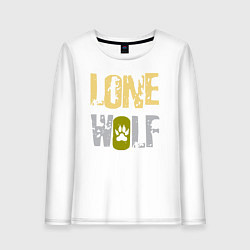 Лонгслив хлопковый женский Lone Wolf - одинокий волк, цвет: белый