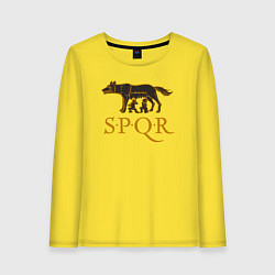 Лонгслив хлопковый женский Капитолийская волчица SPQR, цвет: желтый