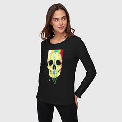 Лонгслив хлопковый женский Color skull - vanguard, цвет: черный — фото 2