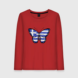 Лонгслив хлопковый женский Бабочка - Греция, цвет: красный