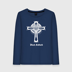 Лонгслив хлопковый женский Black sabbath крест, цвет: тёмно-синий