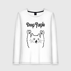Лонгслив хлопковый женский Deep Purple - rock cat, цвет: белый
