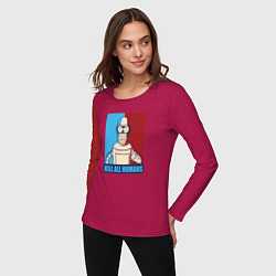 Лонгслив хлопковый женский Bender Futurama, цвет: маджента — фото 2