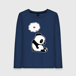 Лонгслив хлопковый женский Панда о разбитом сердце, цвет: тёмно-синий