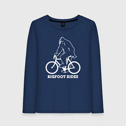 Лонгслив хлопковый женский Бигфут на велосипеде, цвет: тёмно-синий