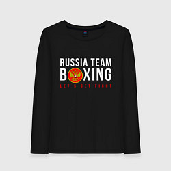Лонгслив хлопковый женский Boxing national team of russia, цвет: черный