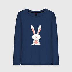 Лонгслив хлопковый женский Smiling Rabbit, цвет: тёмно-синий