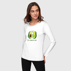 Лонгслив хлопковый женский Влюбленные авокадо Милые авокадики, цвет: белый — фото 2