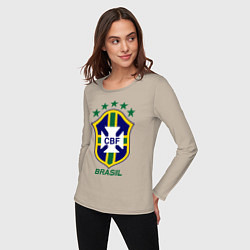 Лонгслив хлопковый женский Brasil CBF, цвет: миндальный — фото 2