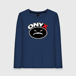 Лонгслив хлопковый женский Onyx - black logo, цвет: тёмно-синий