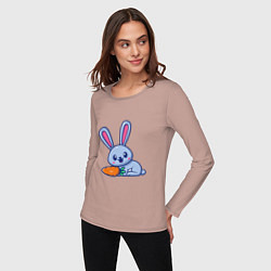 Лонгслив хлопковый женский Кролик и морковка, цвет: пыльно-розовый — фото 2