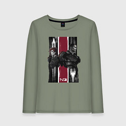 Лонгслив хлопковый женский Mass Effect N7 - Shepard, цвет: авокадо