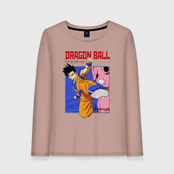 Лонгслив хлопковый женский Dragon Ball - Сон Гоку - Удар, цвет: пыльно-розовый