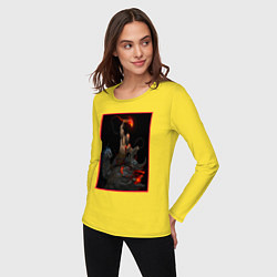 Лонгслив хлопковый женский God of War - Кратос против балрога, цвет: желтый — фото 2