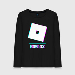 Лонгслив хлопковый женский Roblox в стиле glitch и баги графики, цвет: черный