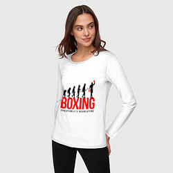 Лонгслив хлопковый женский Boxing evolution, цвет: белый — фото 2