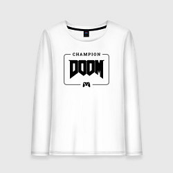 Лонгслив хлопковый женский Doom gaming champion: рамка с лого и джойстиком, цвет: белый