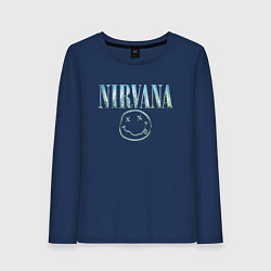 Лонгслив хлопковый женский Nirvana - смайлик, цвет: тёмно-синий
