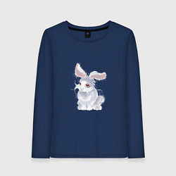 Лонгслив хлопковый женский Пушистый кролик, цвет: тёмно-синий