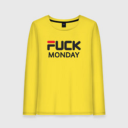 Лонгслив хлопковый женский Fuck monday, anti-brand, fila, цвет: желтый