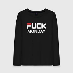 Лонгслив хлопковый женский Fuck monday, fila, anti-brand, цвет: черный