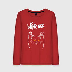 Лонгслив хлопковый женский Blink 182 rock cat, цвет: красный