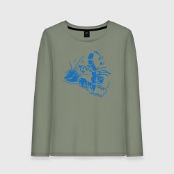 Лонгслив хлопковый женский Силуэт сварщика, цвет: авокадо