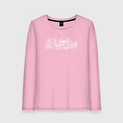 Лонгслив хлопковый женский Поляна с грибами, цвет: светло-розовый