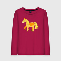 Лонгслив хлопковый женский Золотая лошадка, цвет: маджента