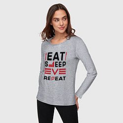 Лонгслив хлопковый женский Надпись: eat sleep EVE repeat, цвет: меланж — фото 2