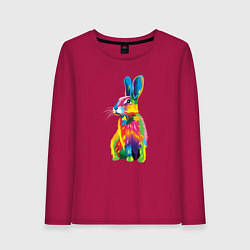 Лонгслив хлопковый женский Кролик в стиле поп-арт, цвет: маджента