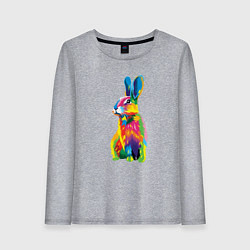 Лонгслив хлопковый женский Кролик в стиле поп-арт, цвет: меланж