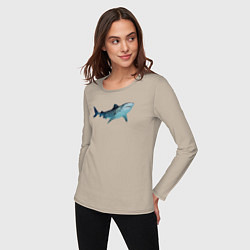 Лонгслив хлопковый женский Realistic shark, цвет: миндальный — фото 2