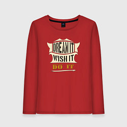 Лонгслив хлопковый женский Dream it, Wish it, Do it, цвет: красный