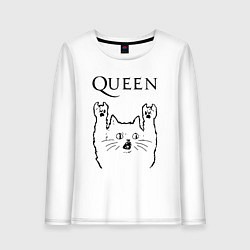 Лонгслив хлопковый женский Queen - rock cat, цвет: белый