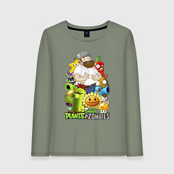 Лонгслив хлопковый женский Craaazy Dave plants, цвет: авокадо