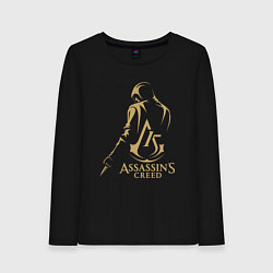 Лонгслив хлопковый женский Assassins creed 15 лет, цвет: черный