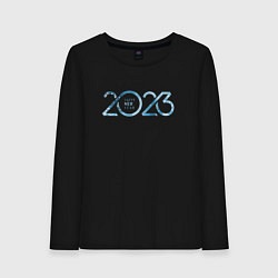 Лонгслив хлопковый женский 2023 Новый год, цвет: черный